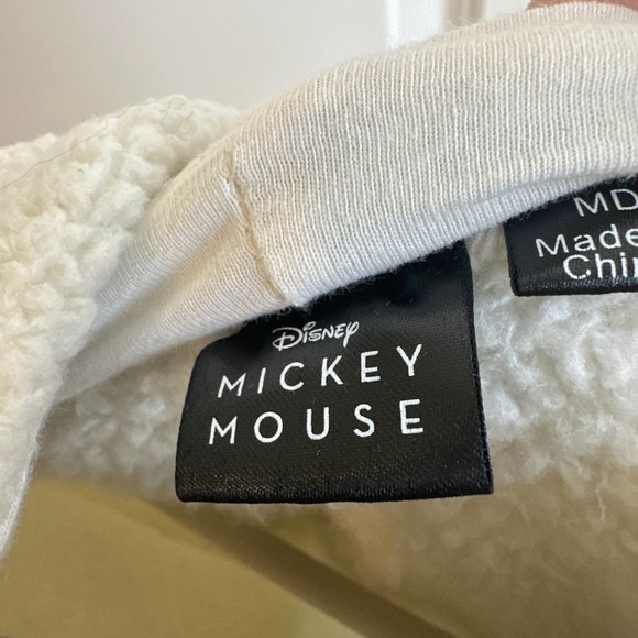 Disney Mickey Mouse Ivory Sherpa With Mickey on the Front Hooded Pullover - Picture 4 of 6